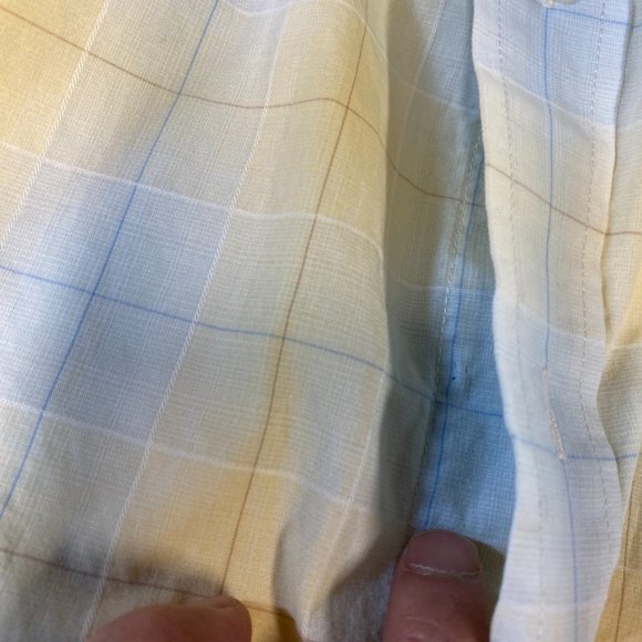 Tommy Hilfiger Shirt Men Medium M Yellow Blue Plaid Button Down DEFECT BUTTON - Picture 12 of 14